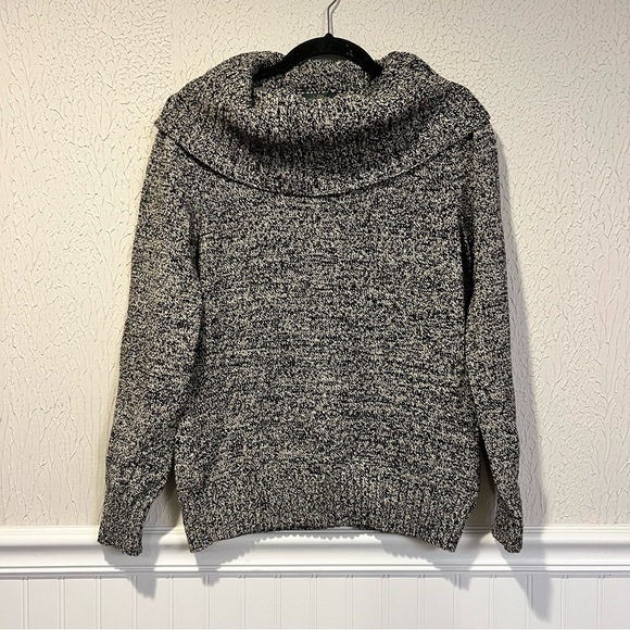 Lauren Ralph Lauren Cowl Neck marbled Black Sweater size large - Picture 1 of 7